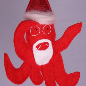 ho-ho! Santa Squid ready for the tree. By Cleo Dee.